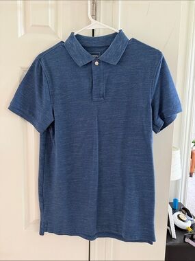 Sonoma Heathered Navy Blue Short-Sleeve Polo
